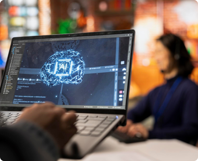 Researcher working on AI model