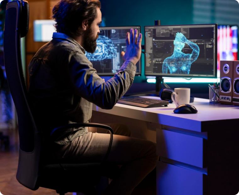 Researcher working with AR/VR or UI